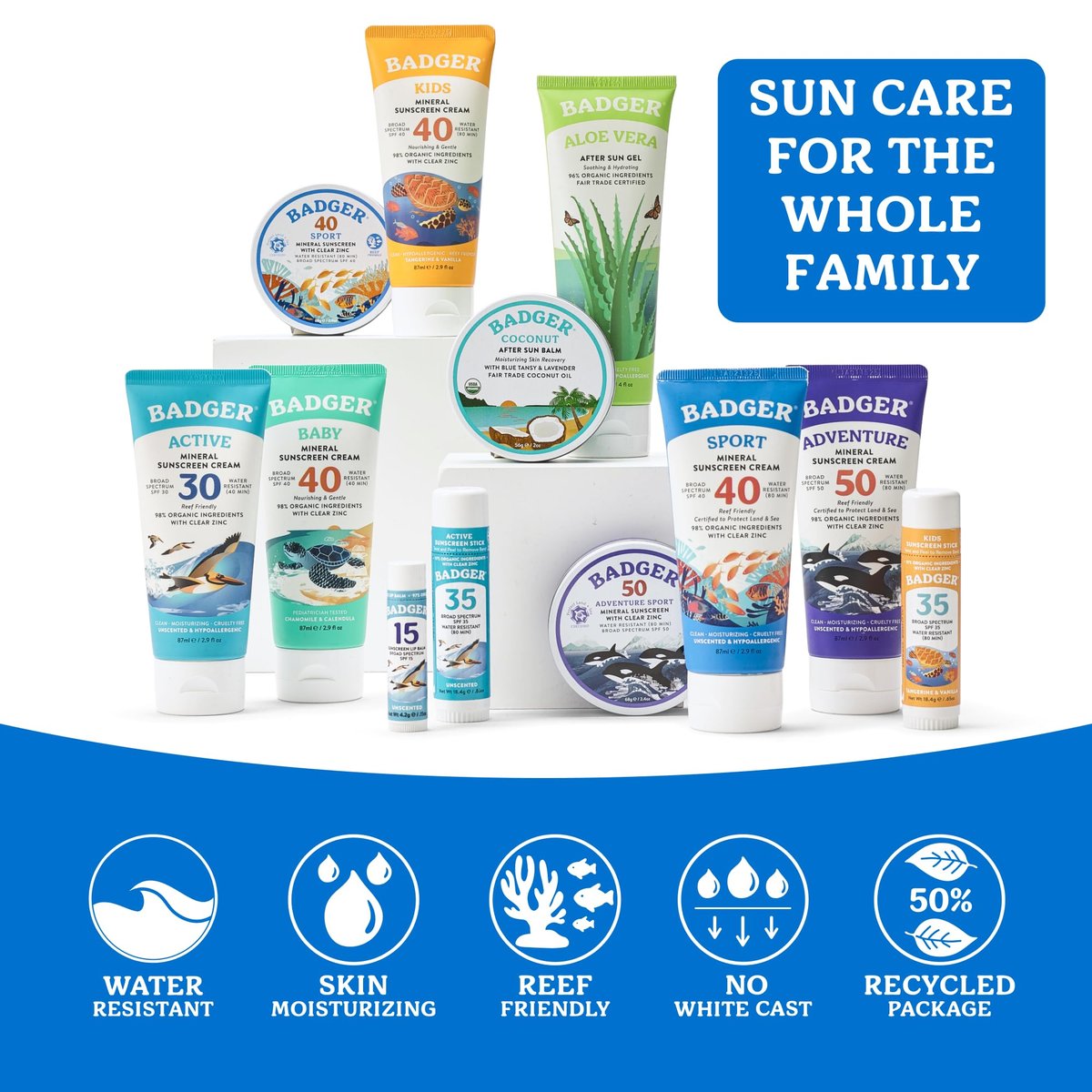 Badger Sport Mineral Sunscreen SPF 40 - Reef Safe, Unscented, 98% Organic, 2.9 fl oz - görsel 11