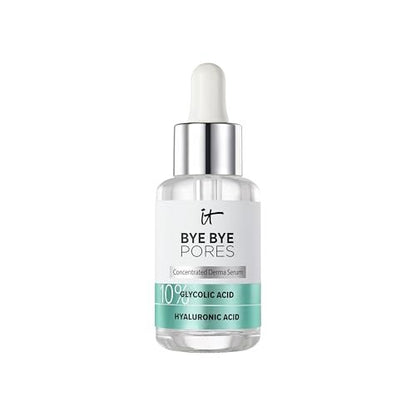 IT Cosmetics Bye Bye Pores 10% Glycolic Acid Face Serum - Visibly Minimizes Pores & Gently Exfoliates, with Hyaluronic Acid for Hydration - 1 Fl. Oz
