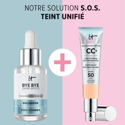 IT Cosmetics Bye Bye Dark Spots 4% Niacinamide Serum – Visibly Reduces Dark Spots & Improves Skin Clarity in 8 Weeks – Facial Serum with 1% Ethyl Vitamin C – For All Skin Types – 1 Fl. Oz