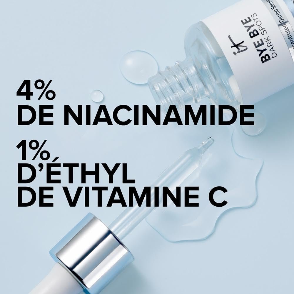 IT Cosmetics Bye Bye Dark Spots 4% Niacinamide Serum – Visibly Reduces Dark Spots & Improves Skin Clarity in 8 Weeks – Facial Serum with 1% Ethyl Vitamin C – For All Skin Types – 1 Fl. Oz - görsel 7