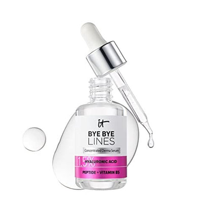 IT Cosmetics Bye Bye Lines Hyaluronic Acid Serum – Anti-Aging Hydrating Facial Serum with Peptide & Vitamin B5, Visibly Plumps and Smooths Fine Lines, For All Skin Types, 1 fl oz