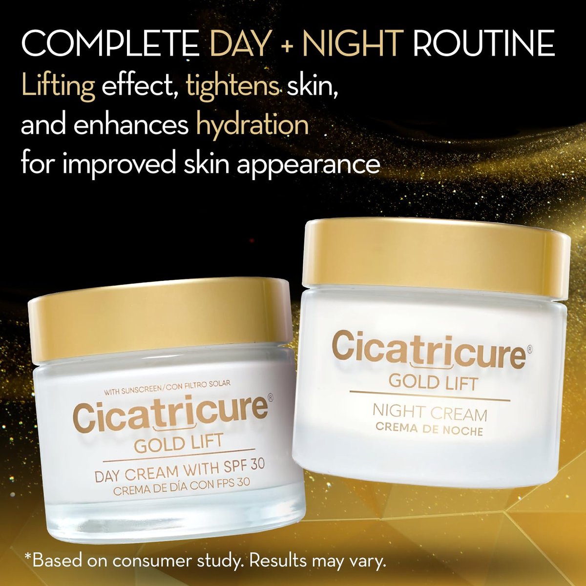 Cicatricure Gold Lift Day and Night Cream Gift Pack – Anti Wrinkle & Anti Aging Face Cream with Peptides for Mature Skin, Firming & Lifting, 1.7 oz Each Avelisse