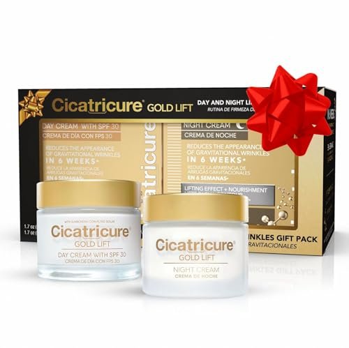 Cicatricure Gold Lift Day and Night Cream Gift Pack – Anti Wrinkle & Anti Aging Face Cream with Peptides for Mature Skin, Firming & Lifting, 1.7 oz Each Avelisse