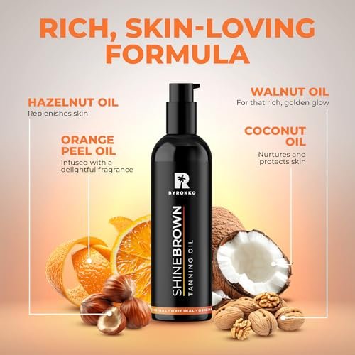 BYROKKO Shine Brown Tanning Oil - 5.07 Fl Oz, XXL Tan Accelerator for Deep, Long-Lasting Glow Avelisse