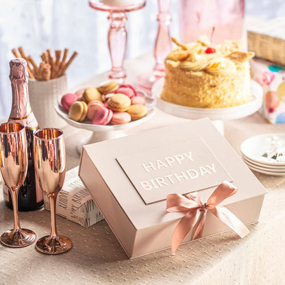 Luxury Birthday Spa Gift Basket for Women - 17 Piece Set with Rose, Candle, Diffuser, Sterling Silver CZ Necklace & More Avelisse