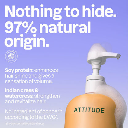 ATTITUDE Volume and Shine Hair Shampoo for Thin Hair – EWG Verified, Plant-Based with Soy Protein & Cranberries, 32 Fl Oz