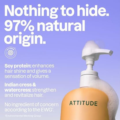 ATTITUDE Volume and Shine Hair Shampoo for Thin Hair – EWG Verified, Plant-Based with Soy Protein & Cranberries, 32 Fl Oz