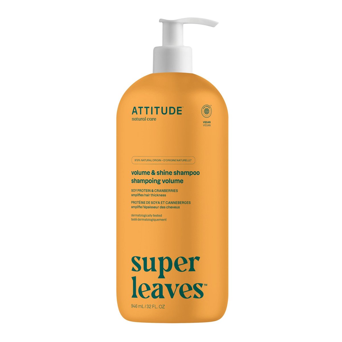 ATTITUDE Volume and Shine Hair Shampoo for Thin Hair – EWG Verified, Plant-Based with Soy Protein & Cranberries, 32 Fl Oz - görsel 1