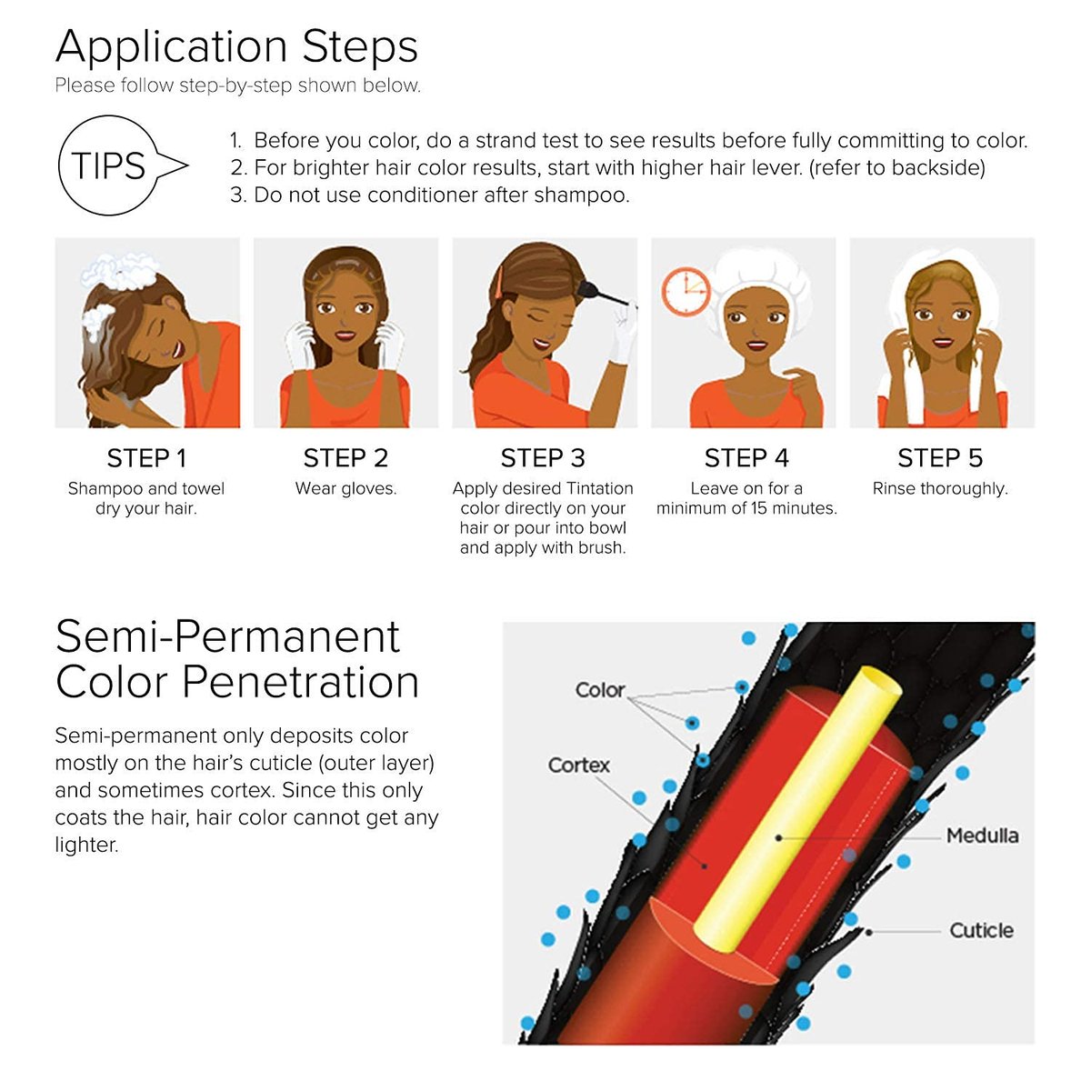 Red by Kiss Tintation Semi-Permanent Hair Color - Jet Black (2 Pack, 5 Fl Oz Each) | Aloe Vera & Argan Oil Formula - görsel 9