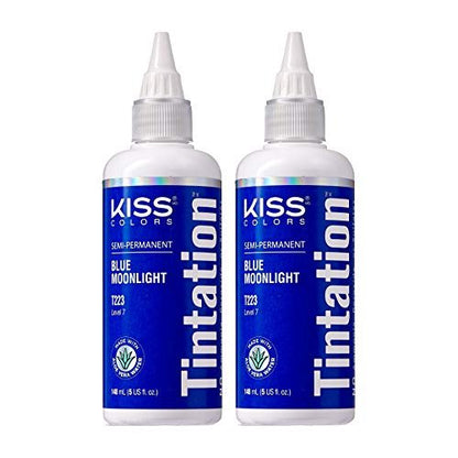 Red by Kiss Tintation Semi-Permanent Hair Color - Blue Moonlight (2 Pack, 5 Fl Oz Each) - Aloe Vera & Argan Oil Formula
