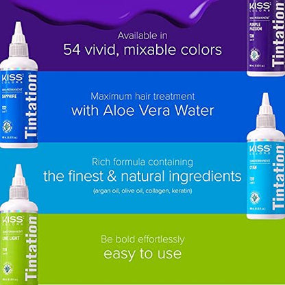 Red by Kiss Tintation Semi-Permanent Hair Color - Blue Moonlight (2 Pack, 5 Fl Oz Each) - Aloe Vera & Argan Oil Formula