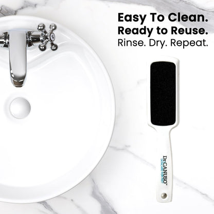 Dr. Canuso Double Sided Toenail Fungus Foot File Callus Remover – Stainless Steel Foot Scraper for Cracked Heels & Dead Skin, Wet & Dry Use
