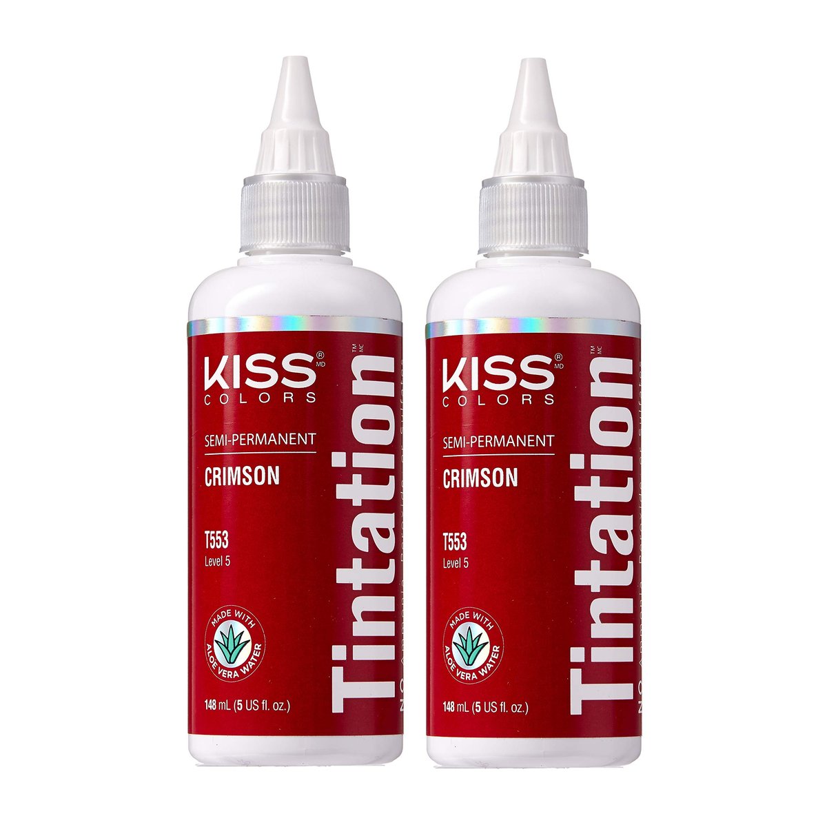 Red by Kiss Tintation Semi-Permanent Hair Color - Crimson 5 Fl Oz (Pack of 2) - Aloe Vera, Argan Oil, Olive Oil, Collagen & Keratin Infused - görsel 1