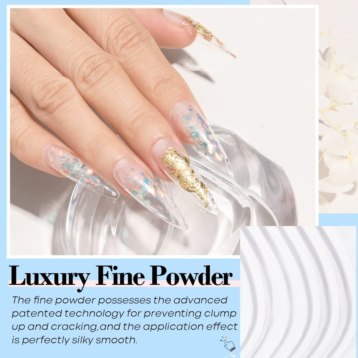 AZUREBEAUTY Dip Powder Clear Color Pro 60g - Transparent Acrylic Dipping Powder for French Nail Art, Odor-Free Long-Lasting Manicure at Home - görsel 5