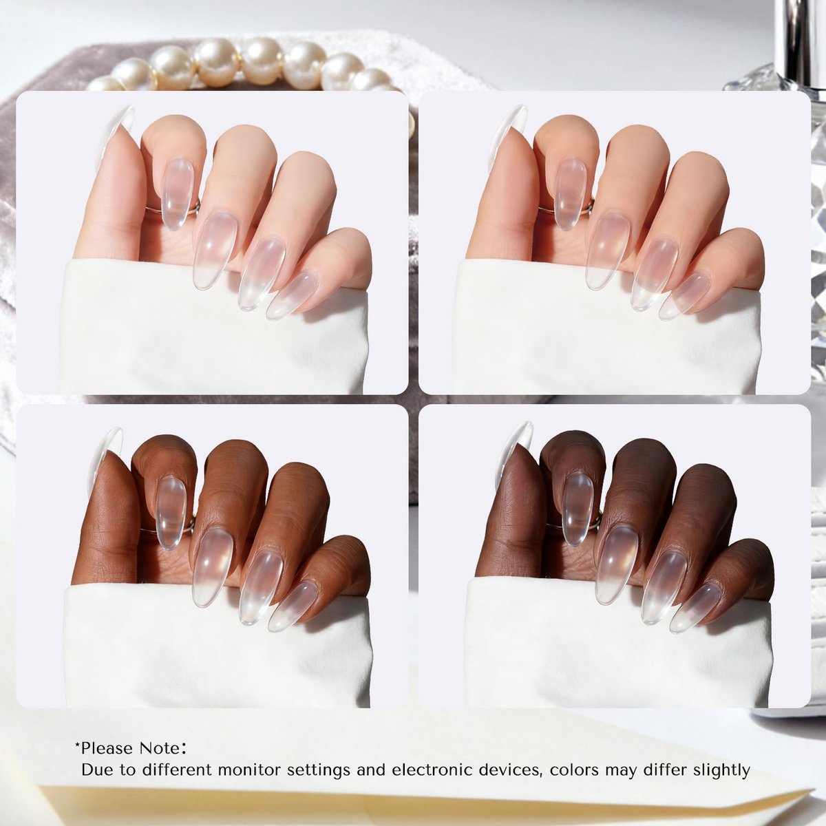 AZUREBEAUTY Dip Powder Clear Color Pro 60g - Transparent Acrylic Dipping Powder for French Nail Art, Odor-Free Long-Lasting Manicure at Home - görsel 9