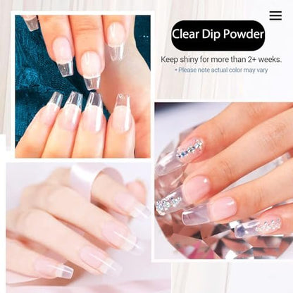 AZUREBEAUTY Dip Powder Clear Color Pro 60g - Transparent Acrylic Dipping Powder for French Nail Art, Odor-Free Long-Lasting Manicure at Home