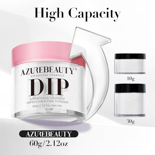 AZUREBEAUTY Dip Powder Clear Color Pro 60g - Transparent Acrylic Dipping Powder for French Nail Art, Odor-Free Long-Lasting Manicure at Home - görsel 12