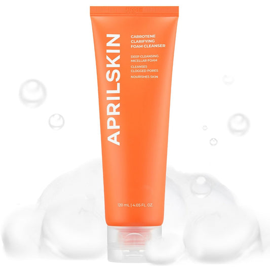 Aprilskin Carrotene Clarifying Foam Cleanser - Deep Cleansing with BHAs & Sebum Control for Oily, Sensitive, Acne-Prone Skin - 120ml - Vegan, Cruelty Free Avelisse