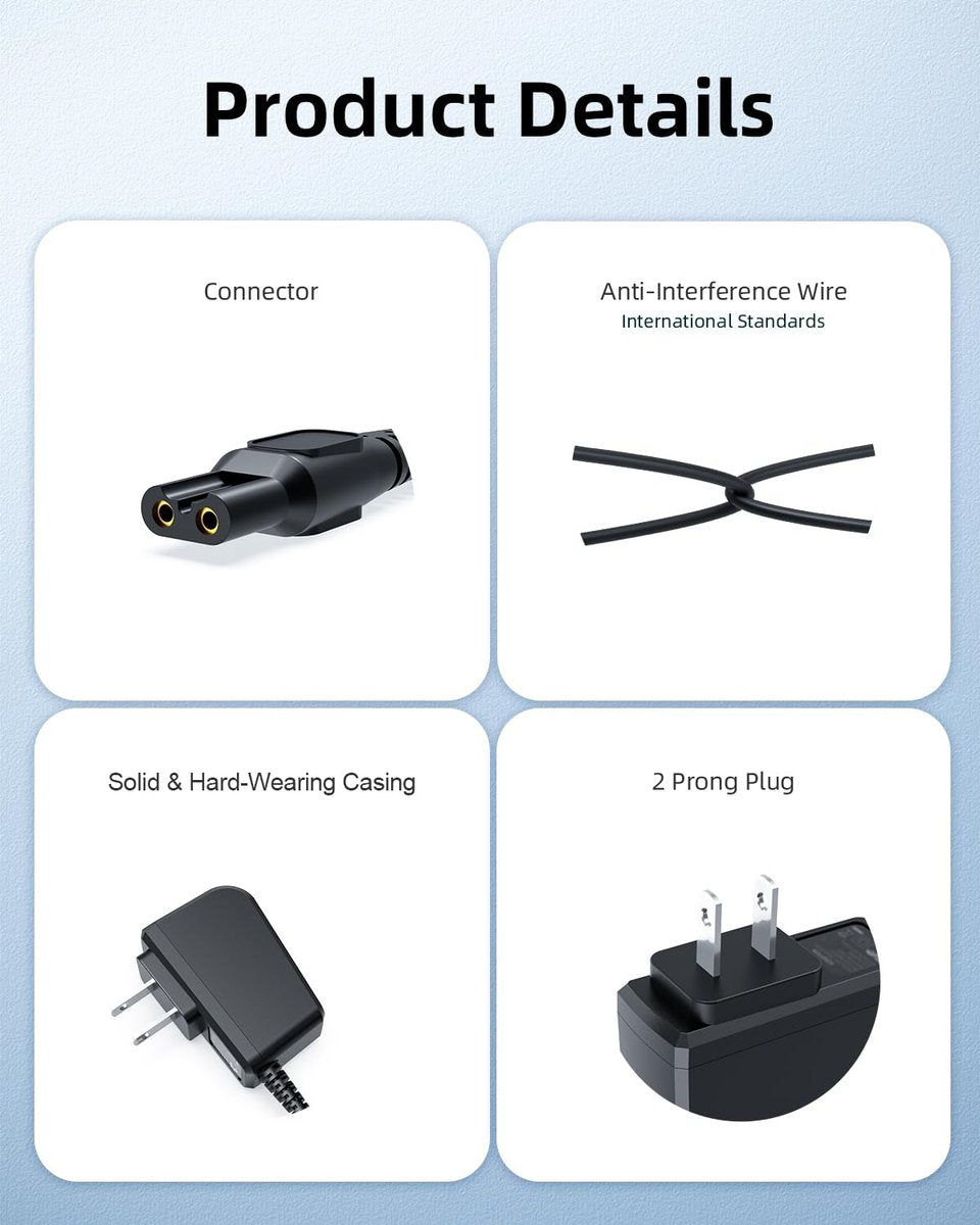 15V 6Ft Charger Cord Compatible with Philips Norelco HQ8505 (Older Model) Series 6000 7000 9000, BG7030, BG7040, BG5025, S9987, Multigroom MG5750 MG7750 MG7790, Philips Shaver Electric Razor Trimmer - görsel 7