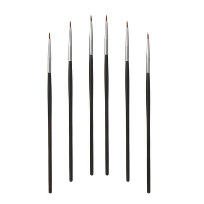 Ultra Fine Sable Eyeliner Brushes - 6 Pack for Precise Gel & Wet Powder Application