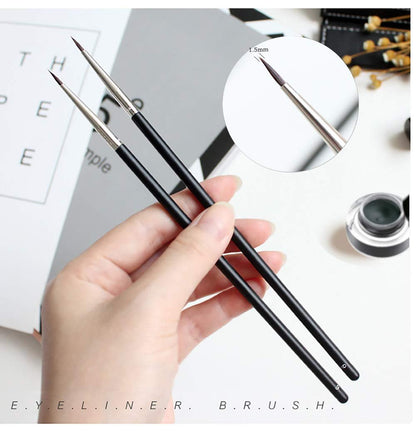 Ultra Fine Sable Eyeliner Brushes - 6 Pack for Precise Gel & Wet Powder Application