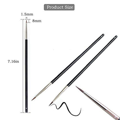 Ultra Fine Sable Eyeliner Brushes - 6 Pack for Precise Gel & Wet Powder Application