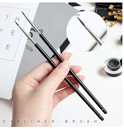 Ultra Fine Sable Eyeliner Brushes - 6 Pack for Precise Gel & Wet Powder Application