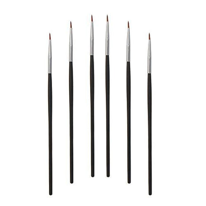 Ultra Fine Sable Eyeliner Brushes - 6 Pack for Precise Gel & Wet Powder Application