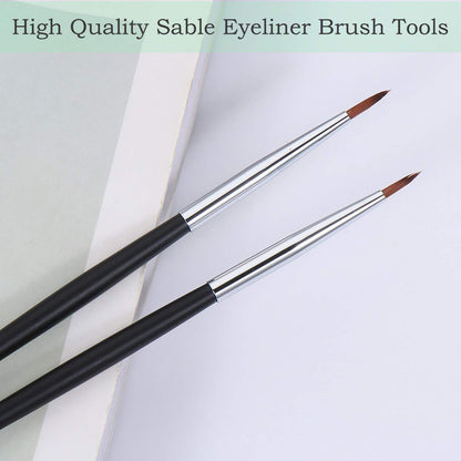 Ultra Fine Sable Eyeliner Brushes - 6 Pack for Precise Gel & Wet Powder Application