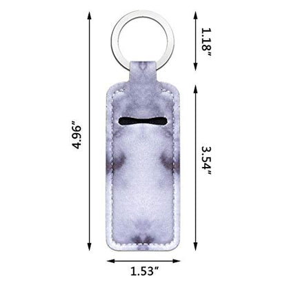 5-Piece Marble Chapstick Clip-On Sleeve Pouch Neoprene Keychains Lipstick Holder Elastic Lip Balm Holster Keychain Holder for Travel