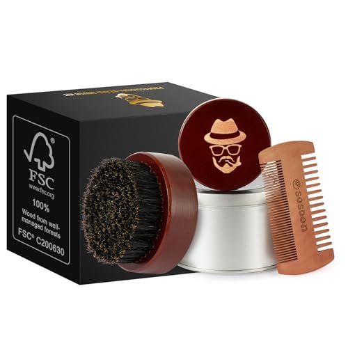Pure Boar Bristle Beard Brush – Black Walnut Wood Comb for Taming & Softening Facial Hair - görsel 8