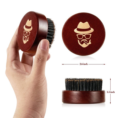 Pure Boar Bristle Beard Brush – Black Walnut Wood Comb for Taming & Softening Facial Hair