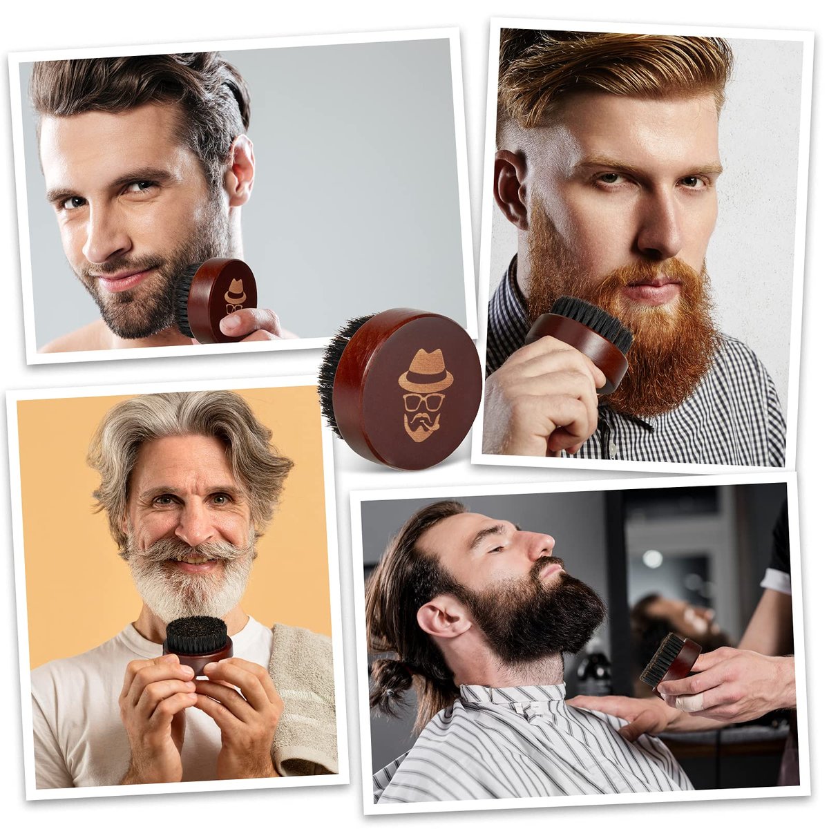 Pure Boar Bristle Beard Brush – Black Walnut Wood Comb for Taming & Softening Facial Hair - görsel 9