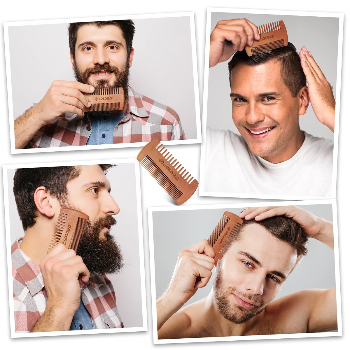 Pure Boar Bristle Beard Brush – Black Walnut Wood Comb for Taming & Softening Facial Hair - görsel 11