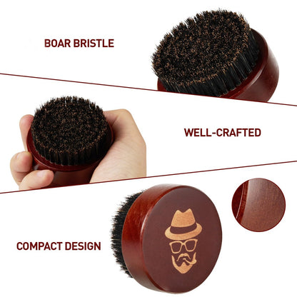Pure Boar Bristle Beard Brush – Black Walnut Wood Comb for Taming & Softening Facial Hair