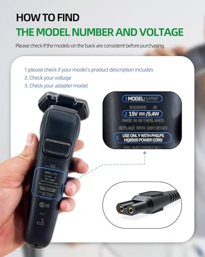 15V Charger Cord Compatible with Philips Norelco HQ8505 Select Series 3000-9000 Shavers & Trimmers - görsel 4