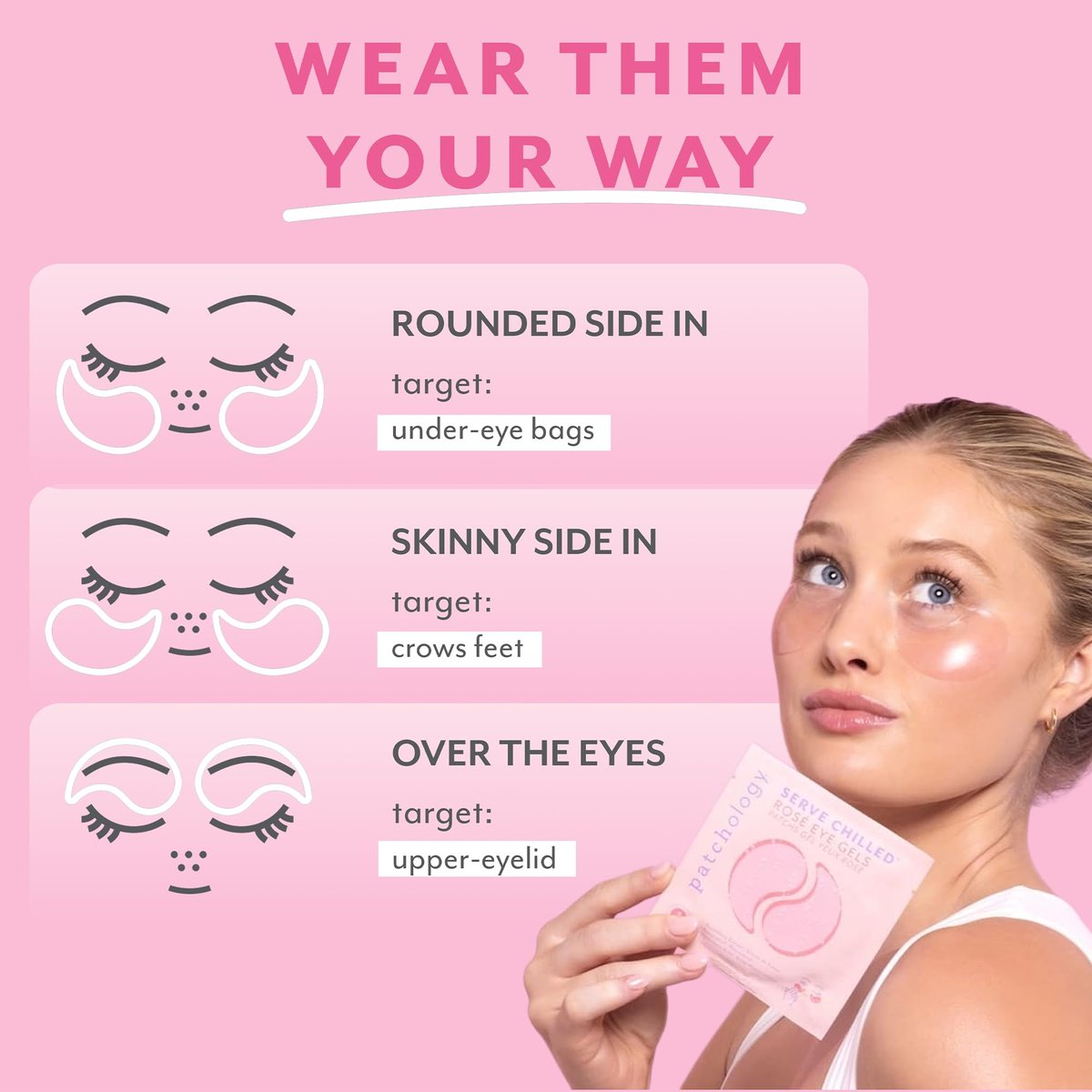 Patchology Serve Chilled Rosé Hydrating Under Eye Patches – Hyaluronic Acid & Antioxidant Eye Masks for Dark Circles, Puffiness & Fine Lines (5 Pairs) - görsel 7