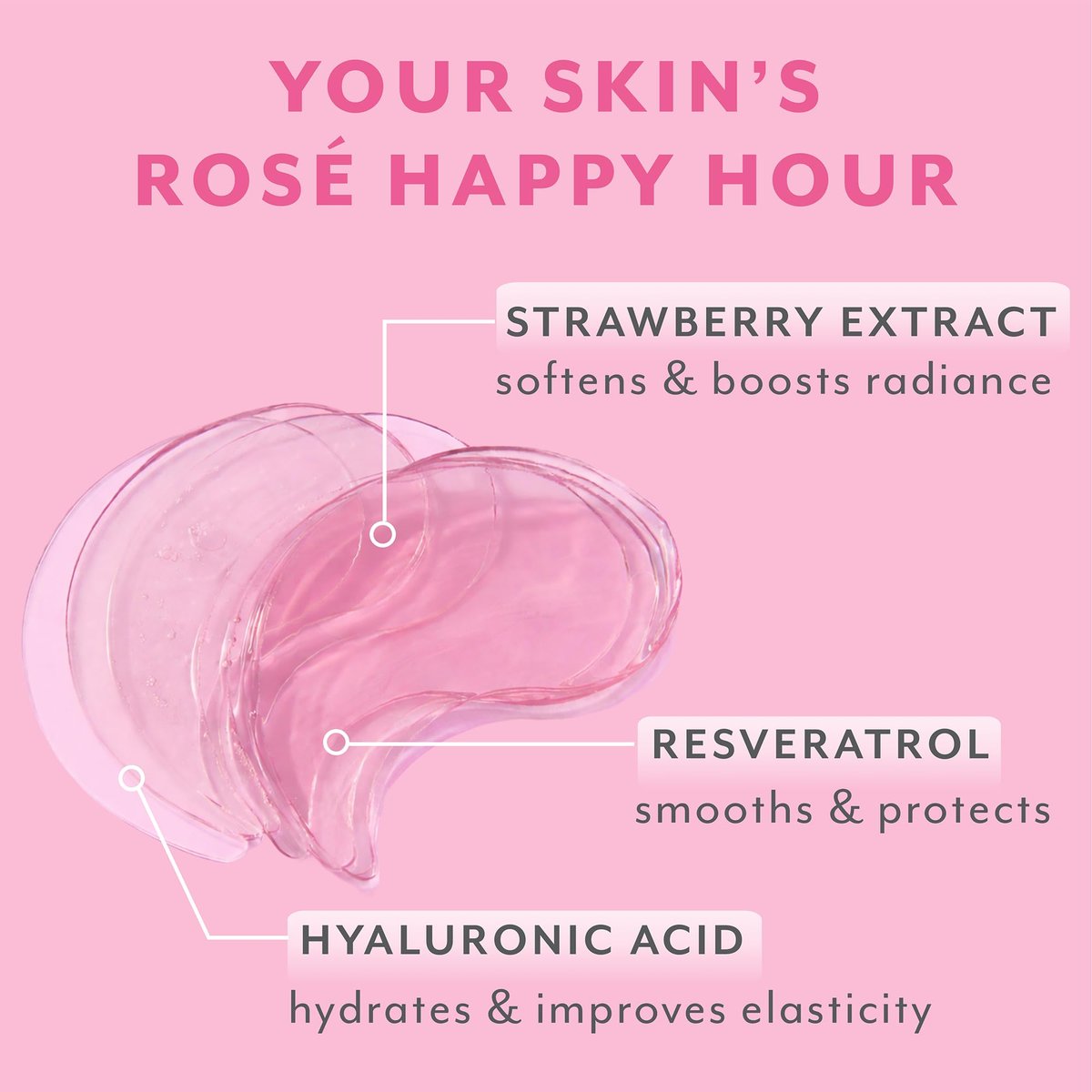 Patchology Serve Chilled Rosé Hydrating Under Eye Patches – Hyaluronic Acid & Antioxidant Eye Masks for Dark Circles, Puffiness & Fine Lines (5 Pairs) - görsel 5