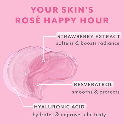 Patchology Serve Chilled Rosé Hydrating Under Eye Patches – Hyaluronic Acid & Antioxidant Eye Masks for Dark Circles, Puffiness & Fine Lines (5 Pairs)