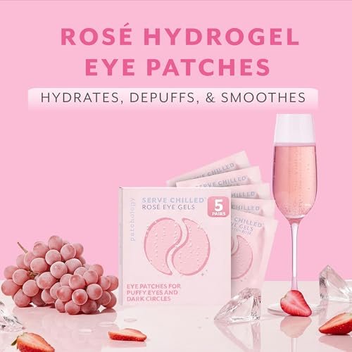 Patchology Serve Chilled Rosé Hydrating Under Eye Patches – Hyaluronic Acid & Antioxidant Eye Masks for Dark Circles, Puffiness & Fine Lines (5 Pairs) - görsel 4
