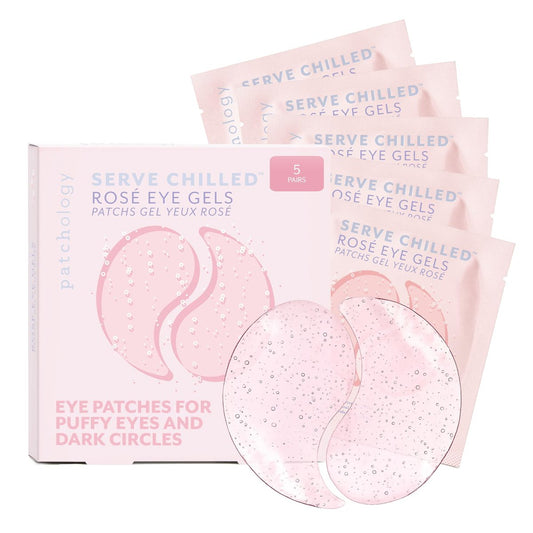 Patchology Serve Chilled Rosé Hydrating Under Eye Patches – Hyaluronic Acid & Antioxidant Eye Masks for Dark Circles, Puffiness & Fine Lines (5 Pairs)