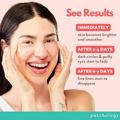 Patchology Serve Chilled Rosé Eye Gels – 15 Pairs of Under Eye Patches with Hyaluronic Acid for Puffy Eyes & Dark Circles Avelisse