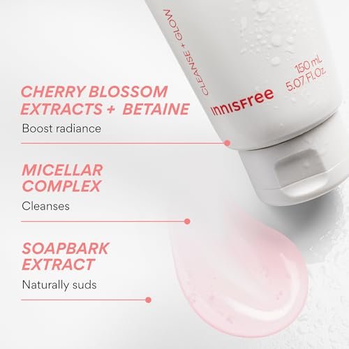 Innisfree Cherry Blossom Glow Jam Cleanser - Sulfate Free Korean Face Wash for Glowing Glass Skin (32 Fl Oz) Avelisse