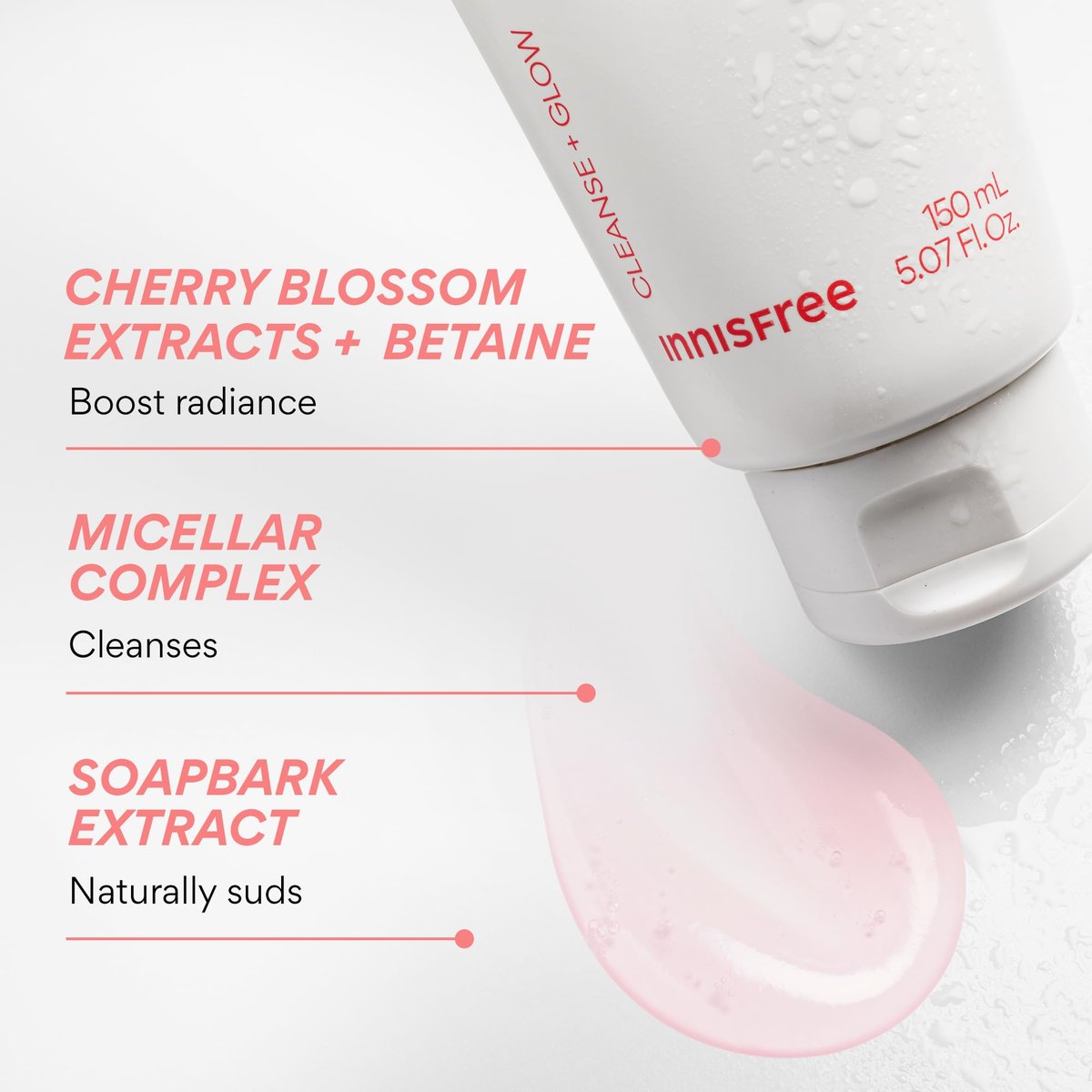 Innisfree Cherry Blossom Glow Jam Cleanser - Sulfate Free Korean Face Wash for Glowing Glass Skin (32 Fl Oz) Avelisse