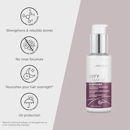 Joico Defy Damage Sleepover Overnight Nourishing Treatment – No Rinse, Instantly Softens & Smooths, Strengthens Bonds, Reduces Breakage & Split Ends, with Arginine & Keratin, 3.38 oz Avelisse