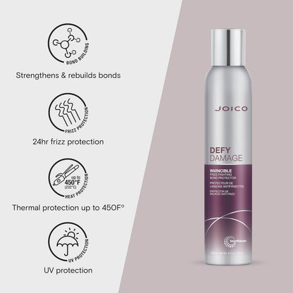 Joico Defy Damage Invincible Frizz-Fighting Bond Protector Leave-In Spray - 24 Hour Frizz Protection, Thermal Heat & Humidity Defense, Boost Shine, Reduce Breakage - 180mL Avelisse