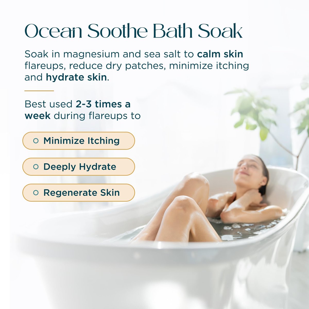 Ocean Soothe Flare Relief Bath Soak - Highly Concentrated Pure Magnesium Salts with Lavender Oil for Problematic & Dry Skin, Sensitive Skin Safe, 500mL Avelisse