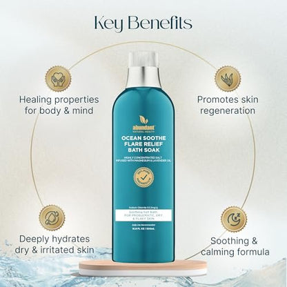 Ocean Soothe Flare Relief Bath Soak - Highly Concentrated Pure Magnesium Salts with Lavender Oil for Problematic & Dry Skin, Sensitive Skin Safe, 500mL Avelisse