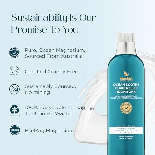 Ocean Soothe Flare Relief Bath Soak - Highly Concentrated Pure Magnesium Salts with Lavender Oil for Problematic & Dry Skin, Sensitive Skin Safe, 500mL Avelisse