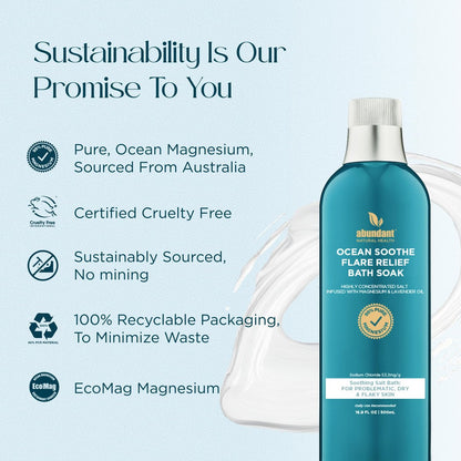 Ocean Soothe Flare Relief Bath Soak - Highly Concentrated Pure Magnesium Salts with Lavender Oil for Problematic & Dry Skin, Sensitive Skin Safe, 500mL Avelisse